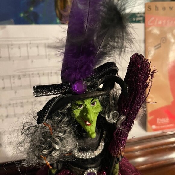 Halloween Witch Treetopper Fancy Dress Purple, Orange, & Black - Cone Base - Picture 5 of 8